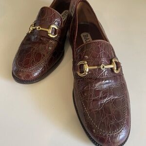 Vintage Bally Men’s Shoes Crocodile Leather Brown, Loafer W/ Horse Bit Size 8 US